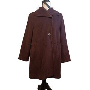 Vintage Cinzia Rocca 100% Wool Sz‎ 8 Old Money Wide-Collar Brown Neutral Coat